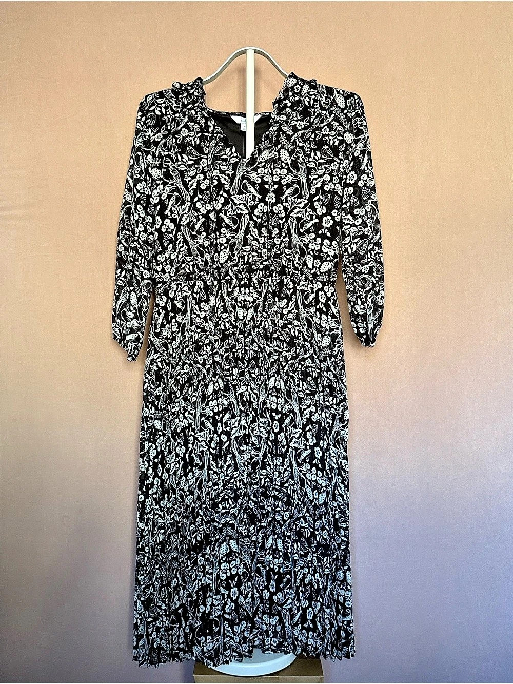 Croft & Barrow Floral Maxi Dress in Black & White Size Medium NWT